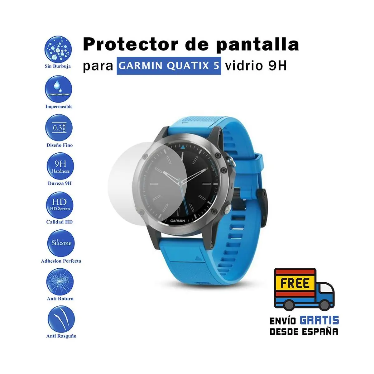 Protezione Per Garmin Quatix 5. Vetro Temperato Per Orologio