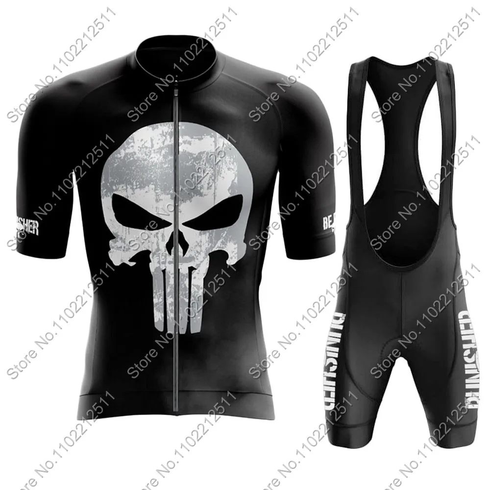 Skull Cycling Jersey Set Short Sleeve Summer Clothing Mans Road Bike Shirts Suit Bicycle Bib Shorts MTB Riding