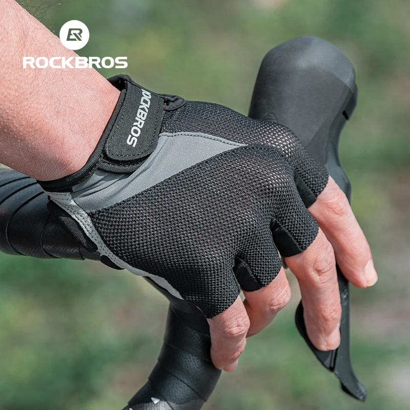 ROCKBROS Half Finger Bike Gloves MTB Road Spring Summer Breathable Shorts Bicycle Gloves Men Women Gel Padded Cycling Gloves 3