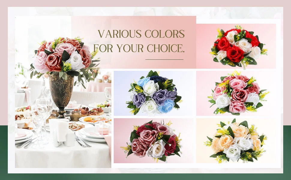 4 Stück künstliche Blumen, Kugel, Tafeldekoration, Rosenkugel für Hochzeit, Blumenarrangements, Blumenstrauß, Party, Heimdekoration – Detail 2