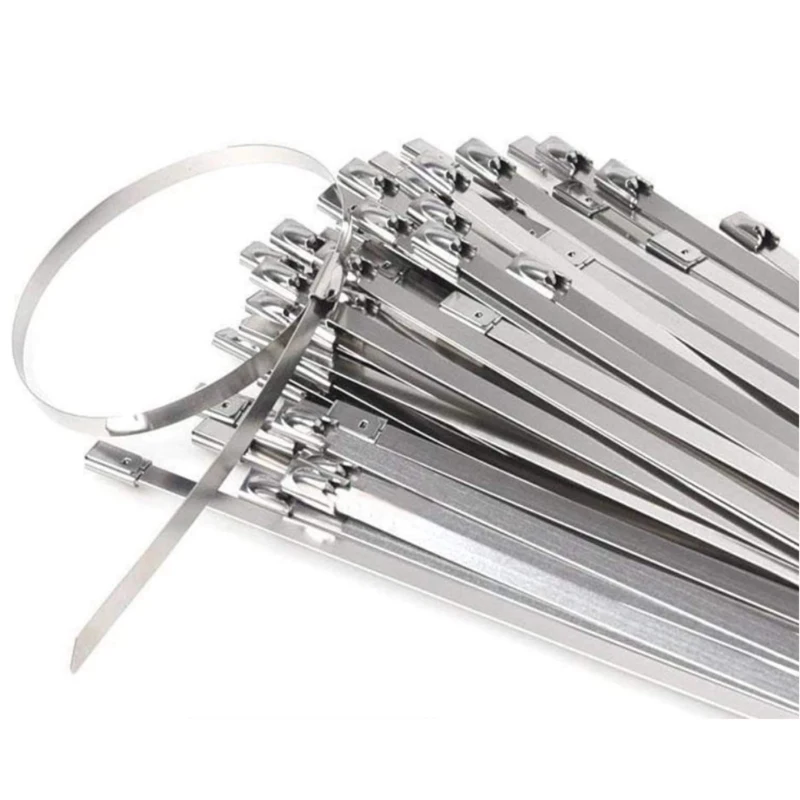 Cable Ties 304 Stainless Steel Metal Exhaust Wrap Coated Locking Zip-Exhaust Multifunctional 10/25Pcs