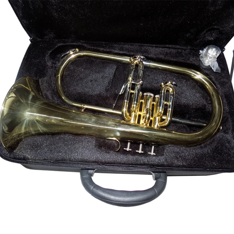 Bb Flugelhorn Monel Piston Brass Instruments with Case Mouthpiece