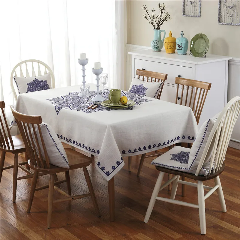 

Rectangle Table Cover Coffee Tables Thick For Dining Table Linen Table Cloth Pastoral Style Tablecloth