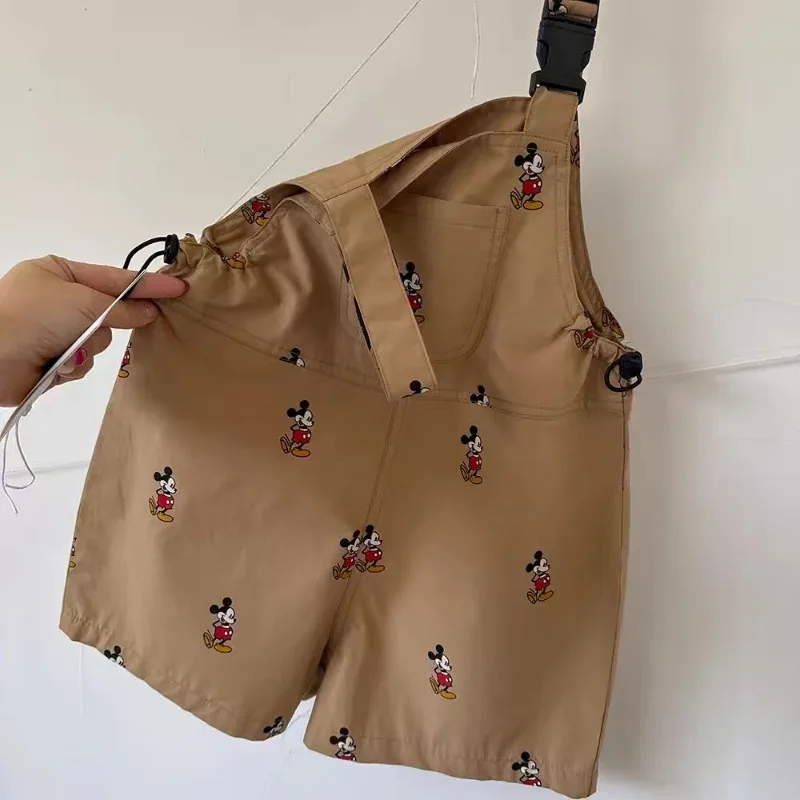 New Kids Suspenders Shorts+Tees Suit Child Jumpsuit Overalls Summer Fashion Baby Boys Girls Pants Cartoon Mickey Print Trousers