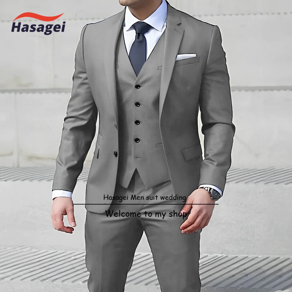 Navy blue Men's Business Suit 3-piece Slim Fit Jacket Pants Vest Formal Commuting Clothes Wedding Groom Tuxedo formal suit business men clothing