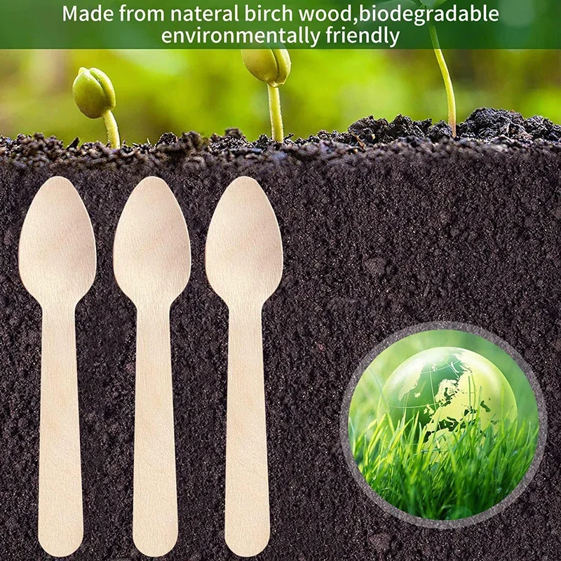 Disposable Wooden Spoons 50/100/200Pcs