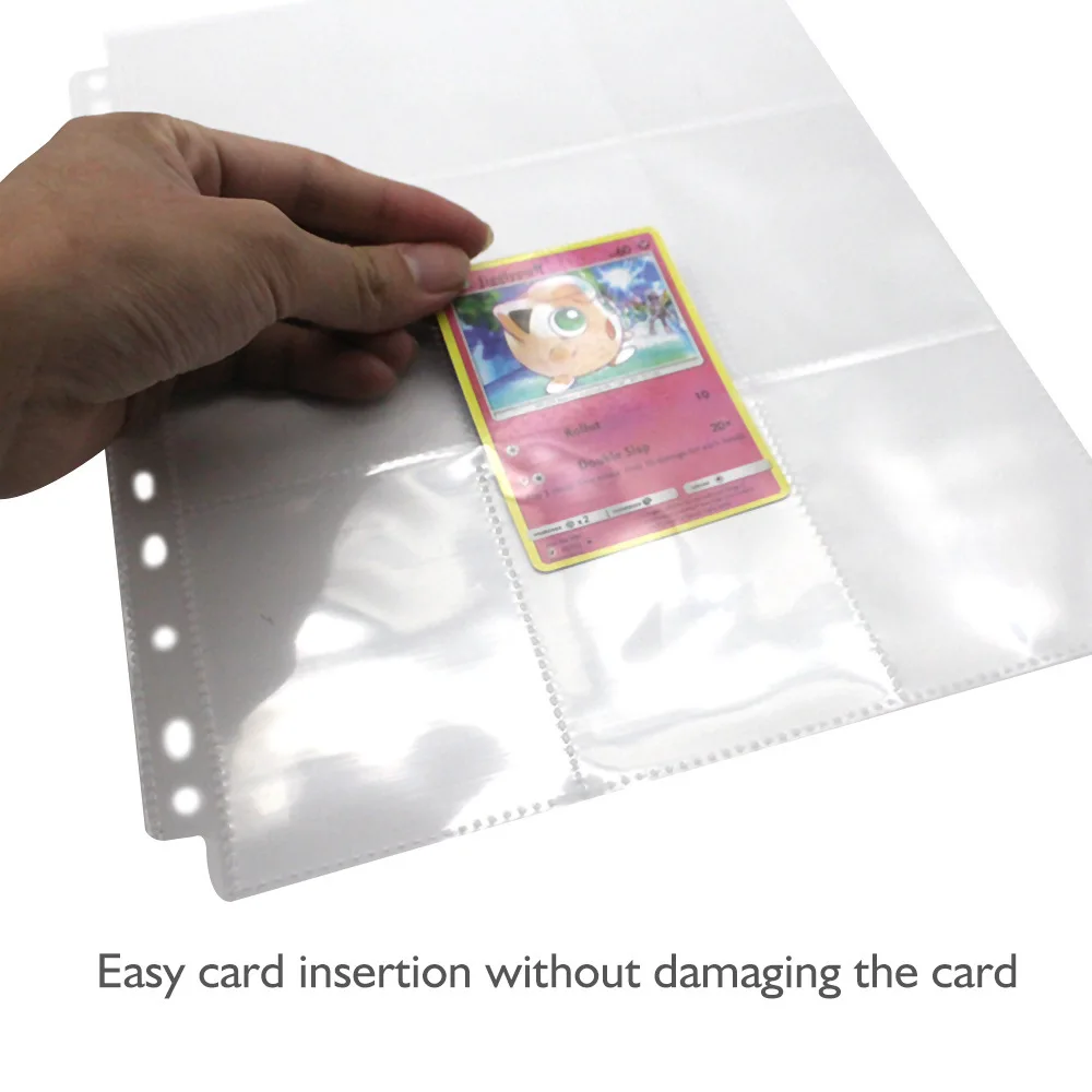 Trading Gaming Card Sleeves 50pcs 9 Pocket Trading Gaming Card Sleeves Storage Wallet Album Binder Pages Collection Coin Holders Sleeves YuGiOh Photo Albums