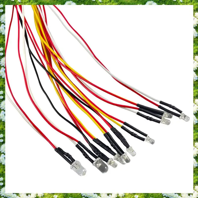 2025-10 LED 라이트 2개 빨간색 4개 노란색 4개 흰색 WPL D12 D42 1/10 RC카 업그레이드 부품 장식 액세서리, 10개 LED 라이트 2개 빨간색 4개 노란색