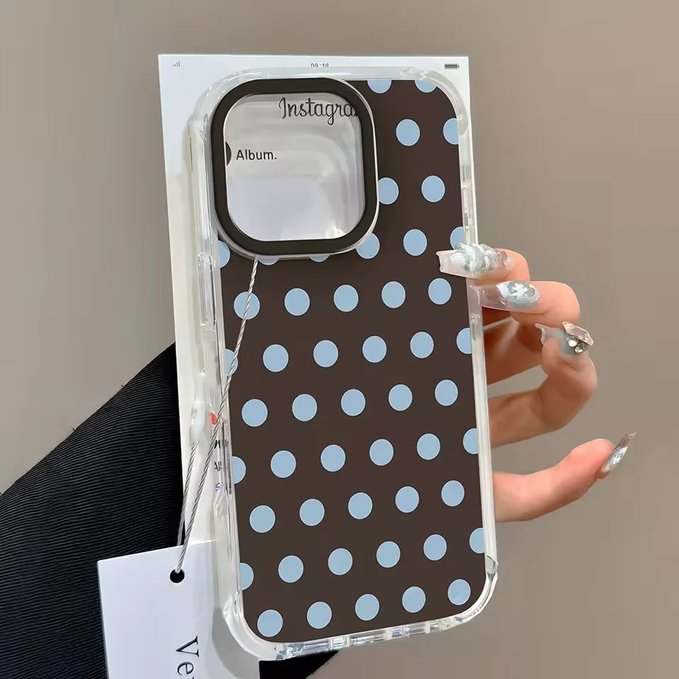 Luxury Brown and Red Polka Dots Phone Case - Y2K Soft Cover