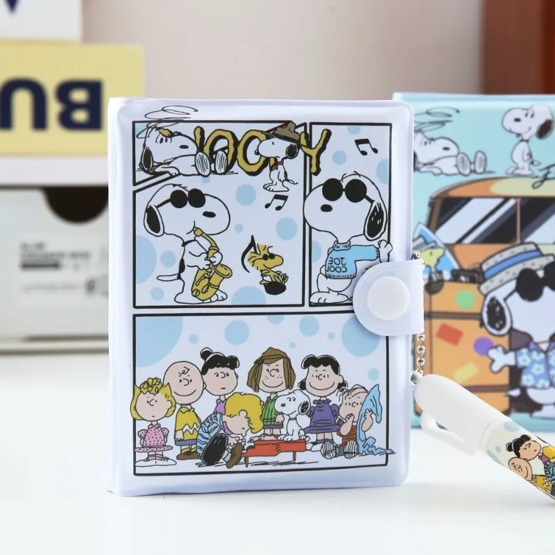 4/12/24PCS 스누피 PU 핸드북 세트 휴대용 애니메이션 다이어리 학교 사무용품 노트북 창의적이고 귀여운 노트북 선물 신상품