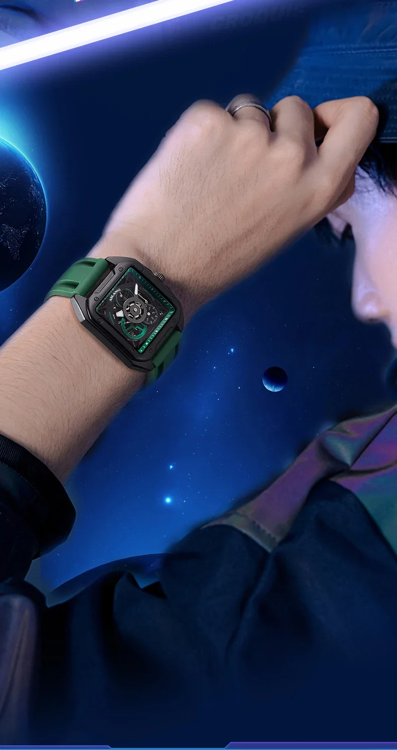 AILANG 2025 Herren Skelett Automatik-Mechanische Uhr Leuchtend Wasserdicht Quadratisches Großes Zifferblatt Modische Herrenuhr 41mm Zifferblatt – Detail 15