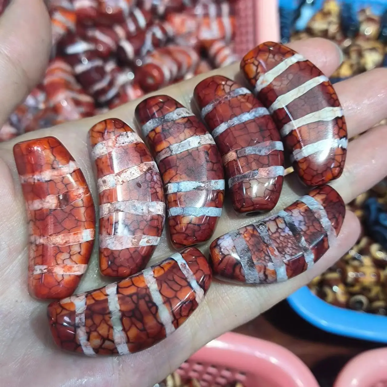 

Бусины Dzi из натурального старого агата, 10 шт./лот, бусины из коровьего рога, редкие бусины для кальцификации, браслет «сделай сам», ожерелье, оптовая продажа, народный заказ