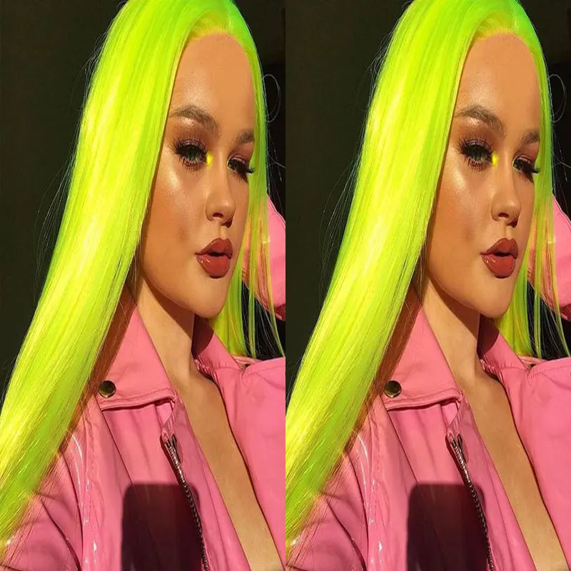 

Нежные зеленые прямые синтетические кружевные передние парики bomshell, безклеевые высококачественные волосы из термостойкого волокна для женщин, Косплей-Одежда