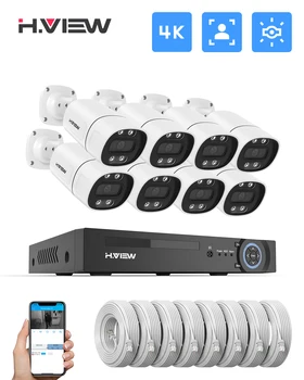 H.View 4K 5Mp 8Mp poe Cctv Security Camera System Home Video Surveillance Kit 8Ch Nvr Audio Outdoor Ip Camera xmeye app 1