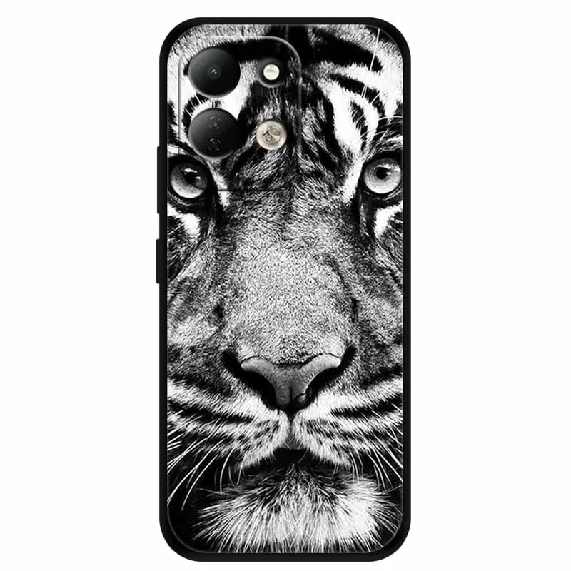 Lion Design Soft Silicone Phone Cover - Black TPU Bumper Case