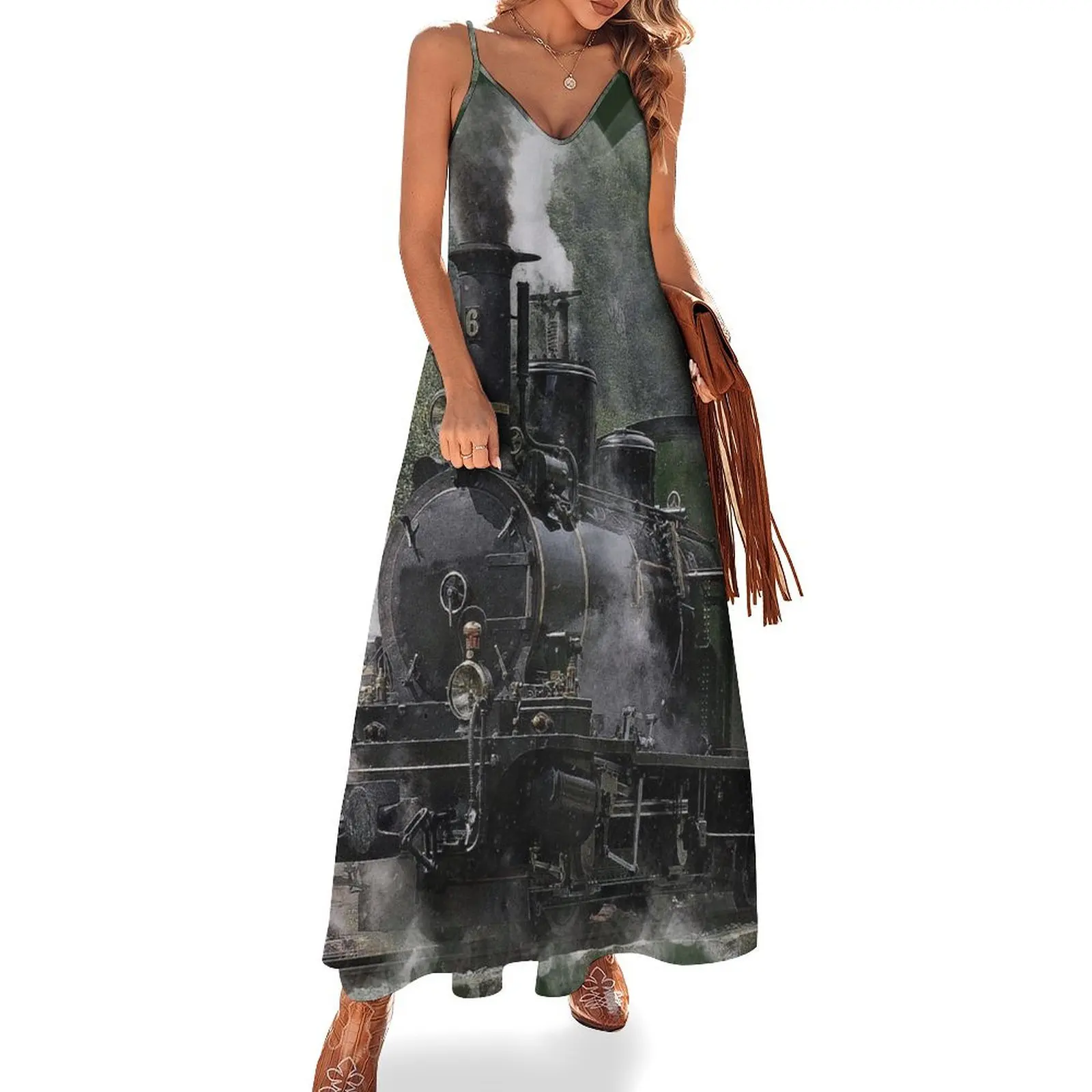 

Steam Train Nostalgia Sleeveless Dress Long dresses beach dress womens dress