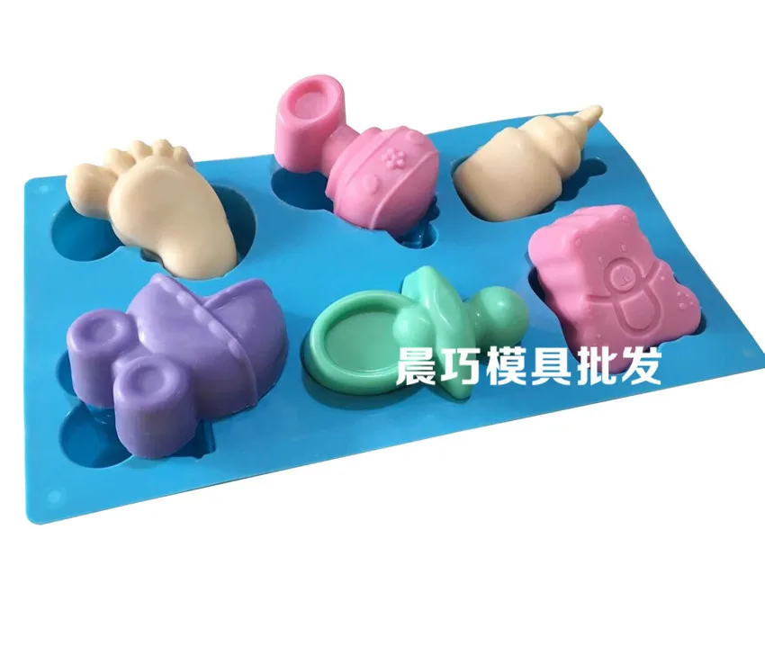 

Baby Shower Party Silicone Mold Baby Carriage Feeding Bottle Feet Bear Soap Mold, for baking Cake Chocolate Ice Cube Soap