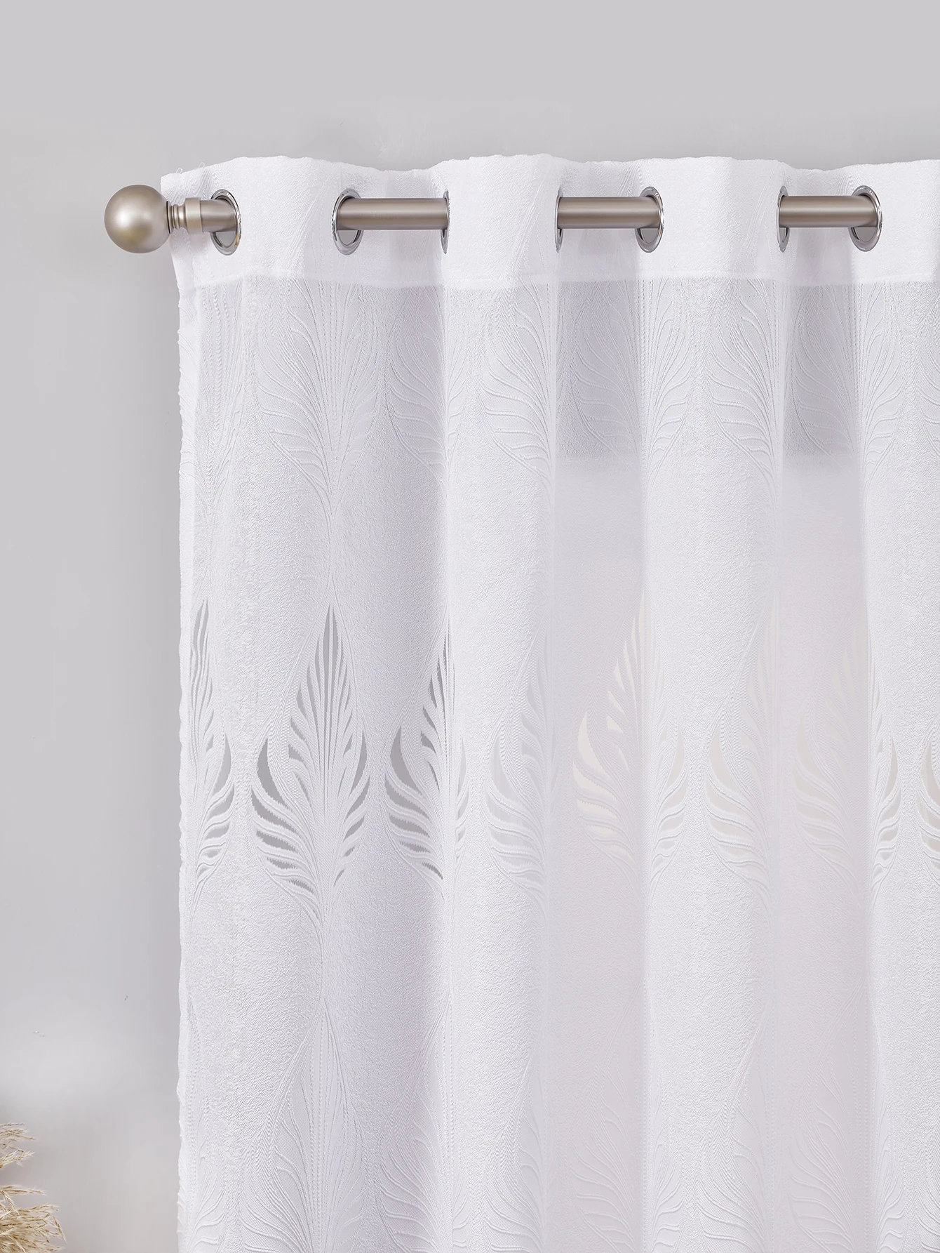 וילונות מעובה בסגנון אירופי עם רקמה לבנה ואפור לחדר השינה, טול שקוף לסלון, חולצת גרומט