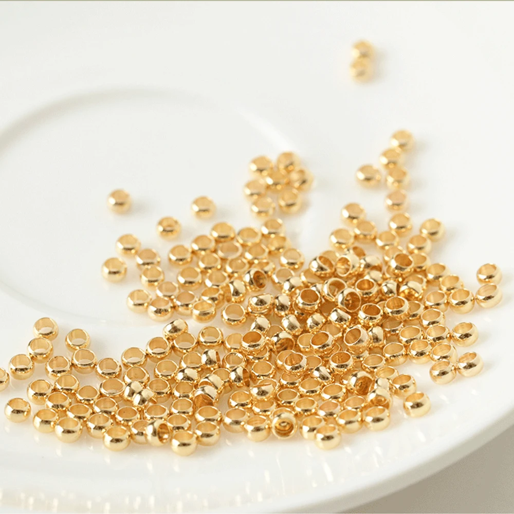 Muti-size Gold Plated Round Seed Spacer Loose Beads Crimp Beads For Jewelry  Making DIY Findings