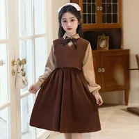 Girls Casual Fashion Shirt Dress Spring Autumn New Style Middle Big Girls Trendy Clothes Dress Children's Clothing AE Stock