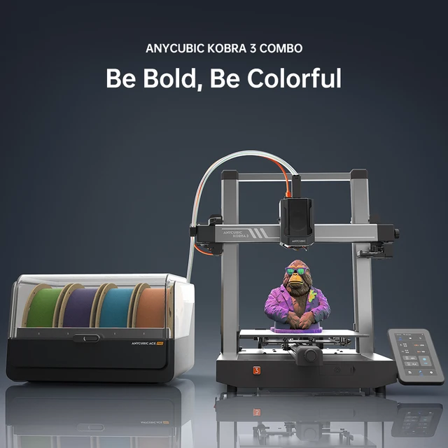 ANYCUBIC Kobra 3 Combo AE Multi-Color FDM 3D Printer 3