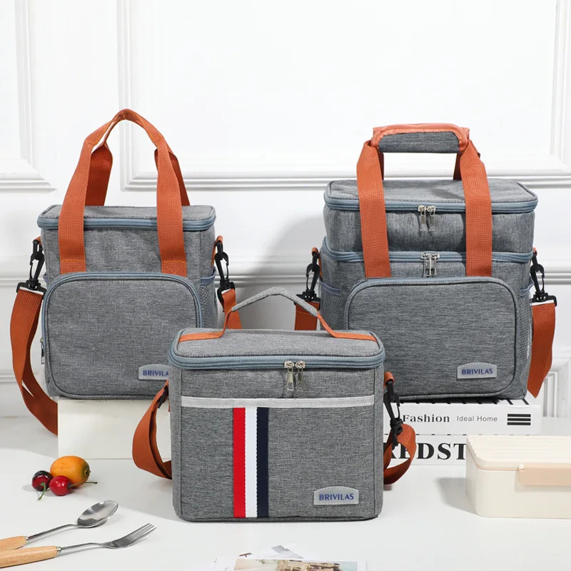 Insulated Bag Portable Thick Aluminum Foil Large Capacity Single Double Layer Lunch Bag Bento Thermal Outdoor Picnic