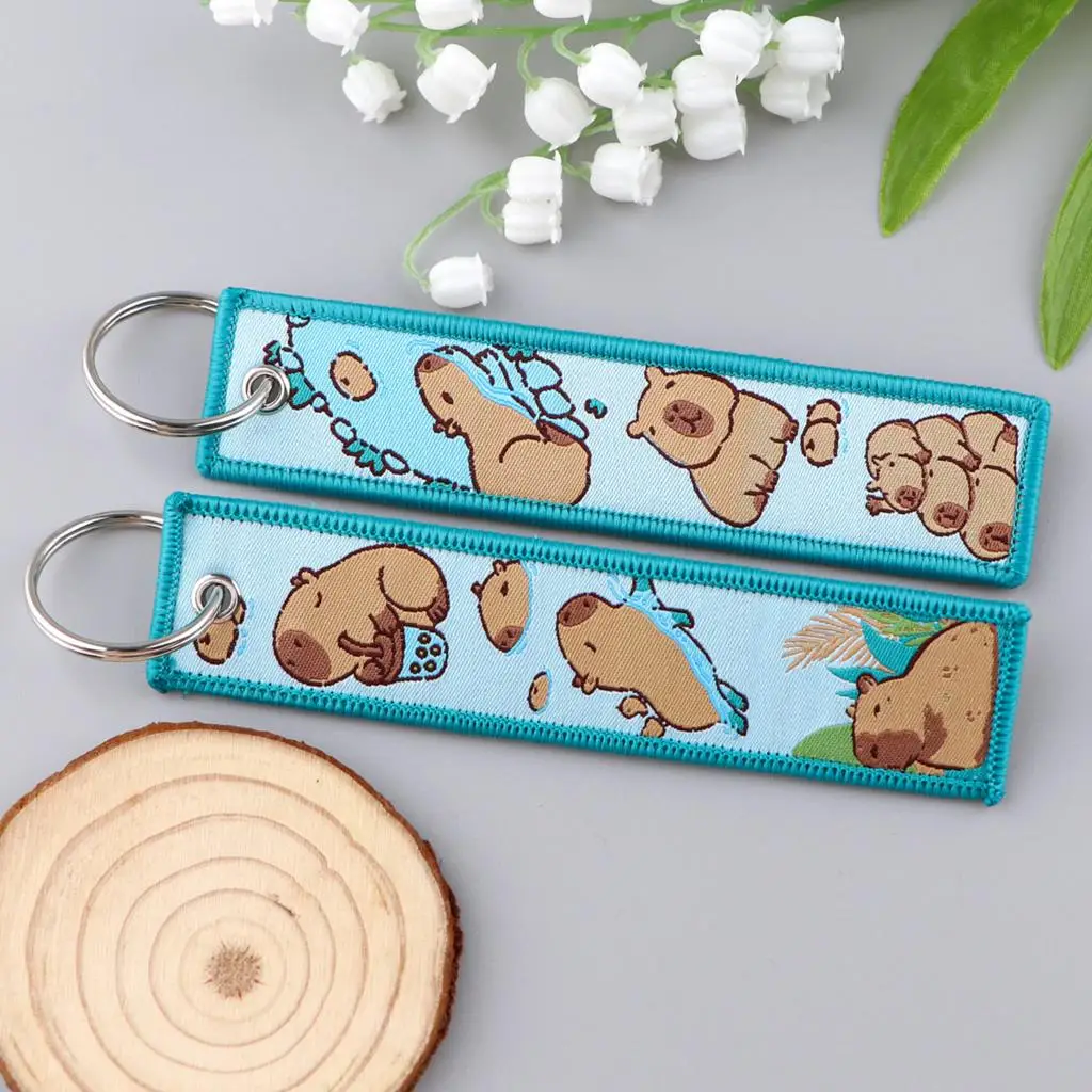 

Capybara Embroidered Cute keys Tag Car Keychains for Men Keyring Women Man Fashion Jewelry Accessories Gifts