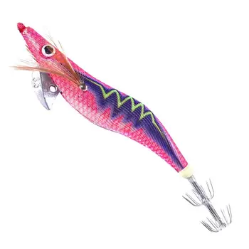 Luminous Squid Lure ABS Squid Jig Wood Shrimp Hook Bait 20g 3.5# Octopus Cuttlefish Lure Sinker Hooks For Fishing Accessories 2