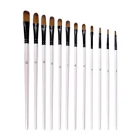 12pcs Nylon Hair Wooden Handle Watercolor Paint Brush Pen Set for Learning Diy Oil Acrylic Painting Art Paint Brushes Supplies 1