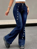 Women's plus Size High Waist Jeans Button Closure Design for Daily Campus And Cool Style Suitable for All Ages - Image 6