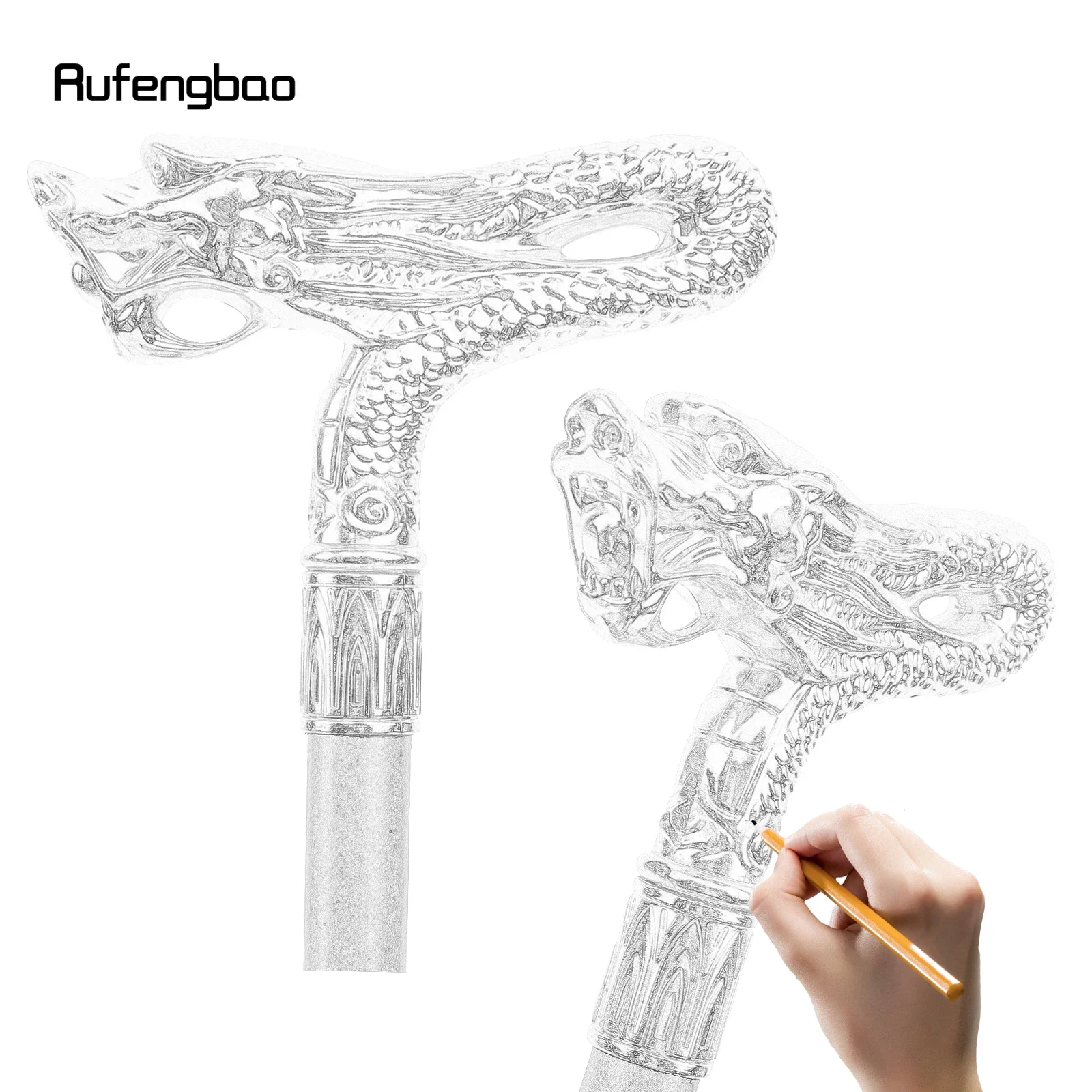 Golden Dragon Head Fashion Walking Stick Decorative Stick Cospaly Vintage Party Fashionable Walking Cane Crosier 92cm_desvips.com