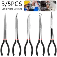 3/5Pcs Needle Nose Pliers Set 11 Inch Carbon Steel Long Reach Pliers 25/45/90 Degree Bent Nose Plier O-Shaped Circle Pliers 1