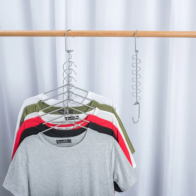 의류 셔츠용 스테인리스 스틸 캐스케이딩 행거, 공간 절약형 보관 금속 랙, 매직 옷장 옷장 행어 후크 정리함