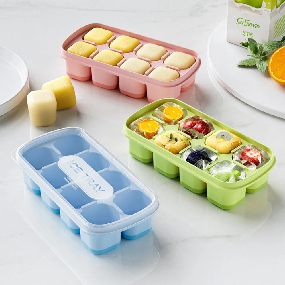 Frozen ice cube artifact ice-making mold household silicone ice tray with lid ice-making box mold cameo cube