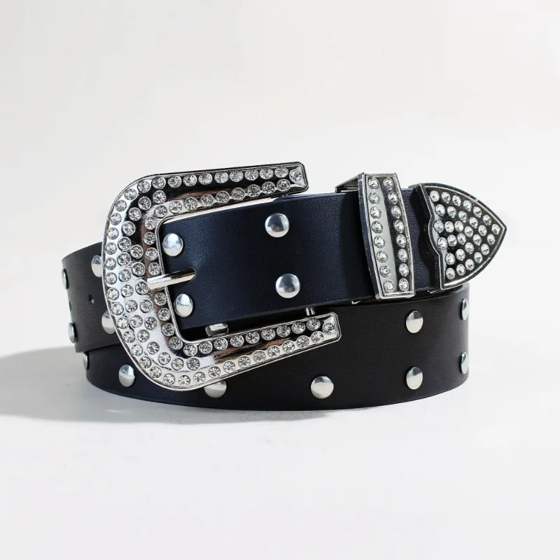New European American Retro Studded Belt | Trendy Punk Style Unisex Accessory, Fashionable Waistband for Jeans & Outfits