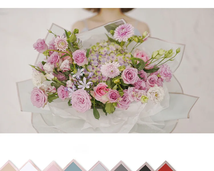 20pcs/lot Golden Border Rose Floral Wrapping Paper Korean Style Semitranparent Gift Wrap Florist Flower Bouquet Wrapping Paper