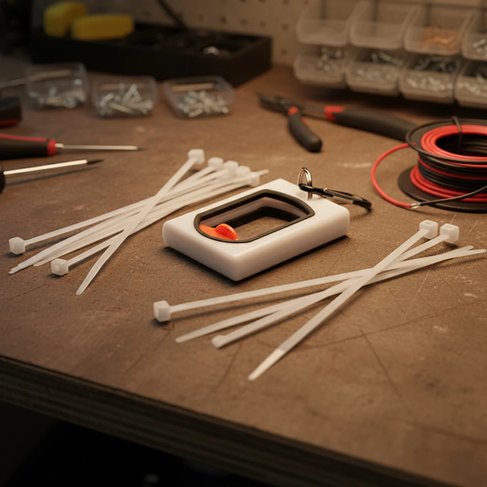 Square Cable Tie Organizer Portable Fluorescent Cable Tie Holder Reusable Cable Ties Storage Tool Electrical Wire Tie Organizer