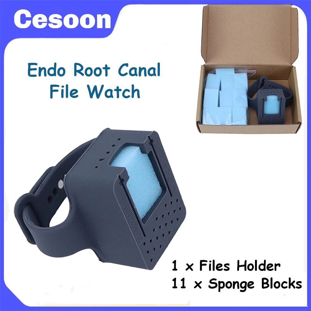 

1 Set Dental Endo Root Canal File Watch Silicone Measuring Cleaning Hand Endodontic Drill Stand Holder Scale Sponge Autoclavable