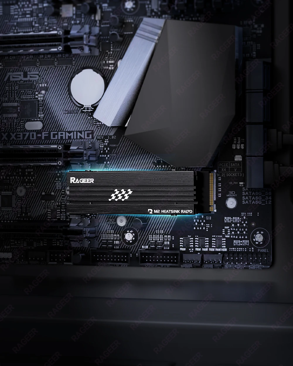 RAGEER M.2 SSD-Kühler, Vollaluminium-Kühler, Konvektions-Kühlkörper, NVME NGFF-Kühler, für NVMe/NGFF 2280 SSD für PC, PS5 – Detail 11