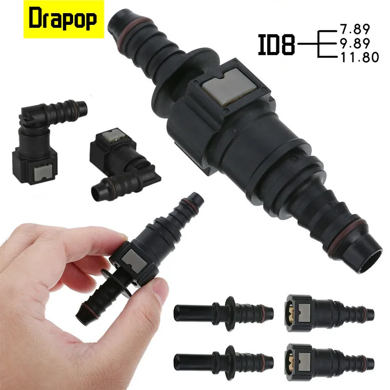 Drapop Car Nylon Fuel Line Rubber Hose Coupler 7.89/9.89/11.8 ID8 Auto Fuel Line Hose Coupler Quick Release Connect Connector