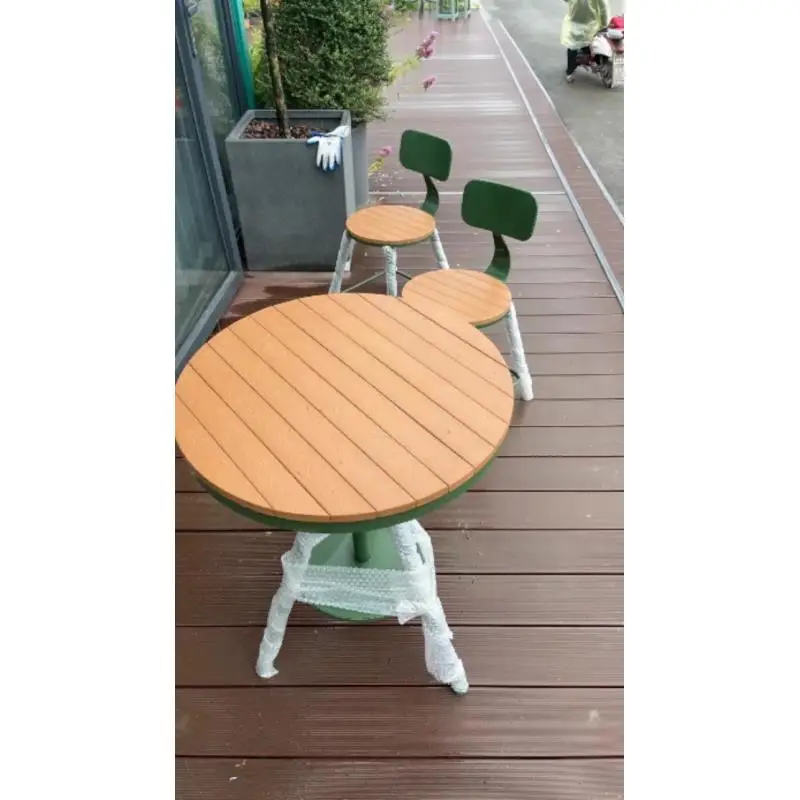 Balcony table and chair combination simple leisure small round table garden outdoor courtyard milk tea shop iron indoor