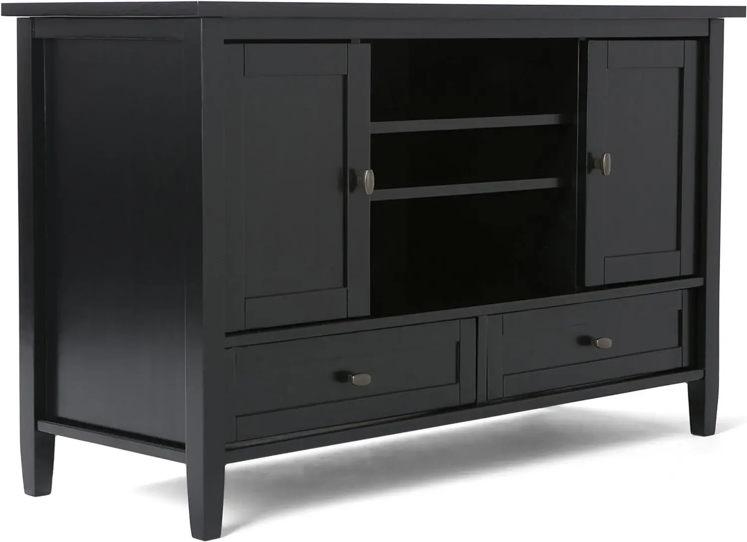 

SIMPLIHOME Warm Shaker SOLID WOOD 47 Inch Wide Transitional TV Media Stand in Black For TVs up to 52 Inches, For The Living Room