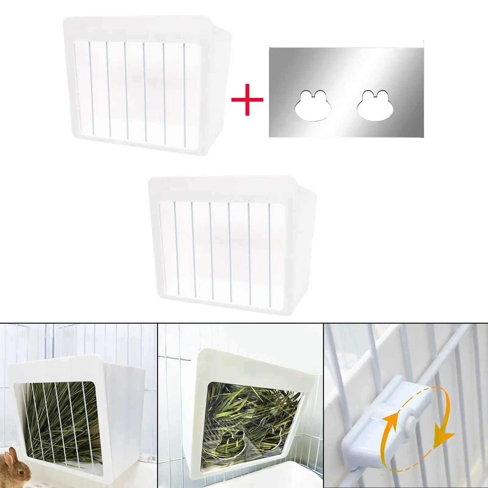 Plastic Hay Feeder Manger Hanging Cage Mount Food Dispenser Hay Rack for Bunnies Hamster Chinchillas Small Animals