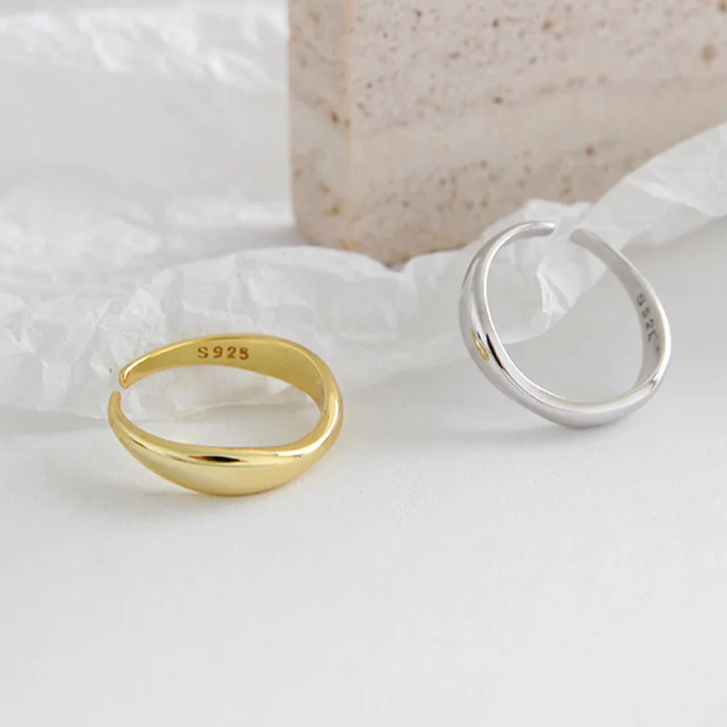 925 Sterling Silver Simple Ring For Women Fine Jewelry Finger Adjustable Open Vintage Ring For Party Birthday Gift silver rings silver ring