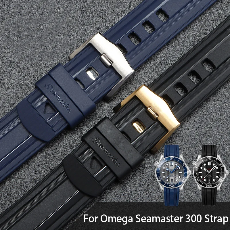 

Ремешок силиконовый для часов Omeg-a New Seamaste-r 300, 20/22 мм
