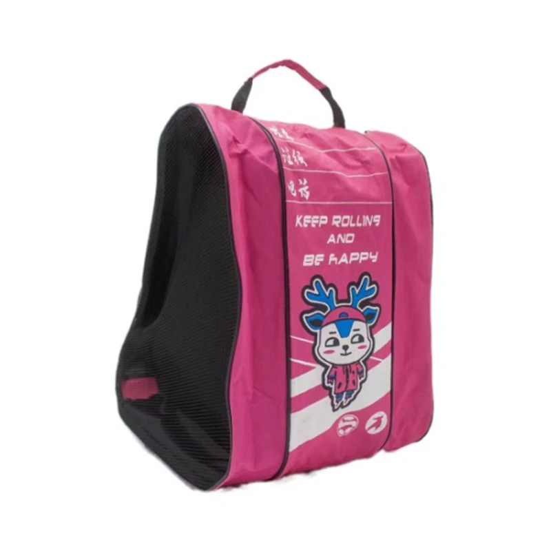 Roller Skate Storage Bag Protective Gear Helmet Backpack Three-layer Storage Large Space Blue Pink Inline Skating Storage