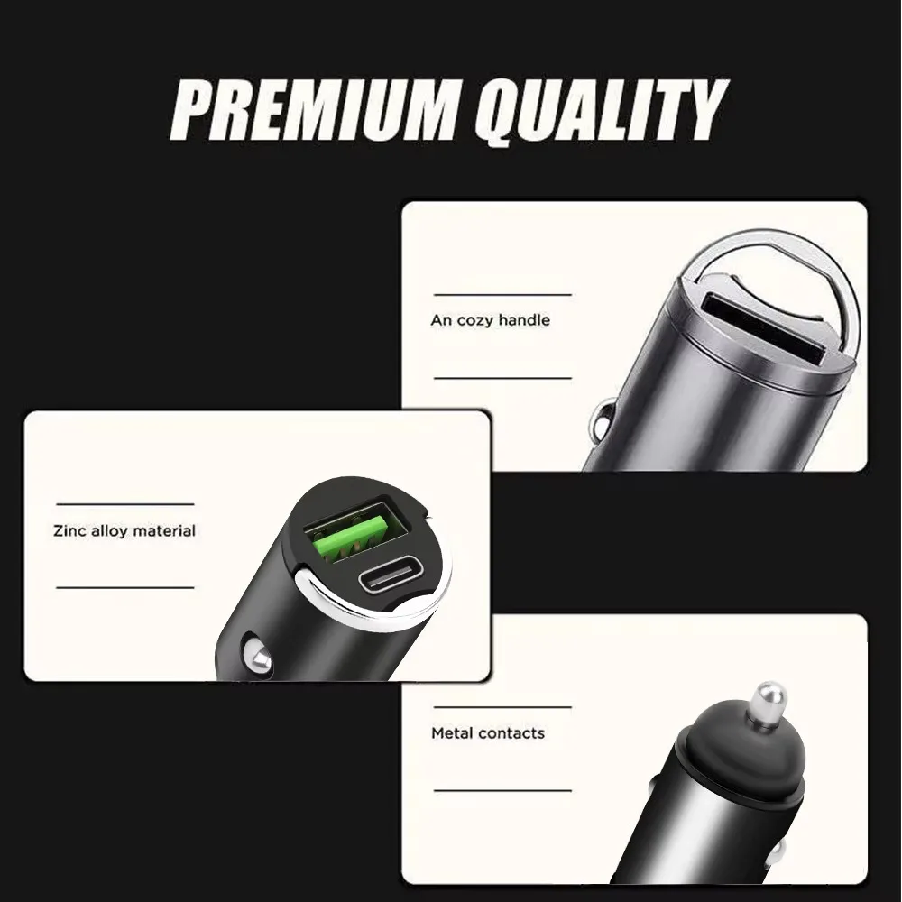 12V-24V Car Charger Lighter PD Fast Charging For IPhone QC3.0 Mini USB Type C Mini Car Phone Charger For Samsung Huawei Xiaomi