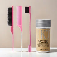 Women Hair Wax Stick Set with Slick Back Brushes Gel Pomade for Kids Little Girls Toddler Flyaway Hair Wig Styling Accessories 1