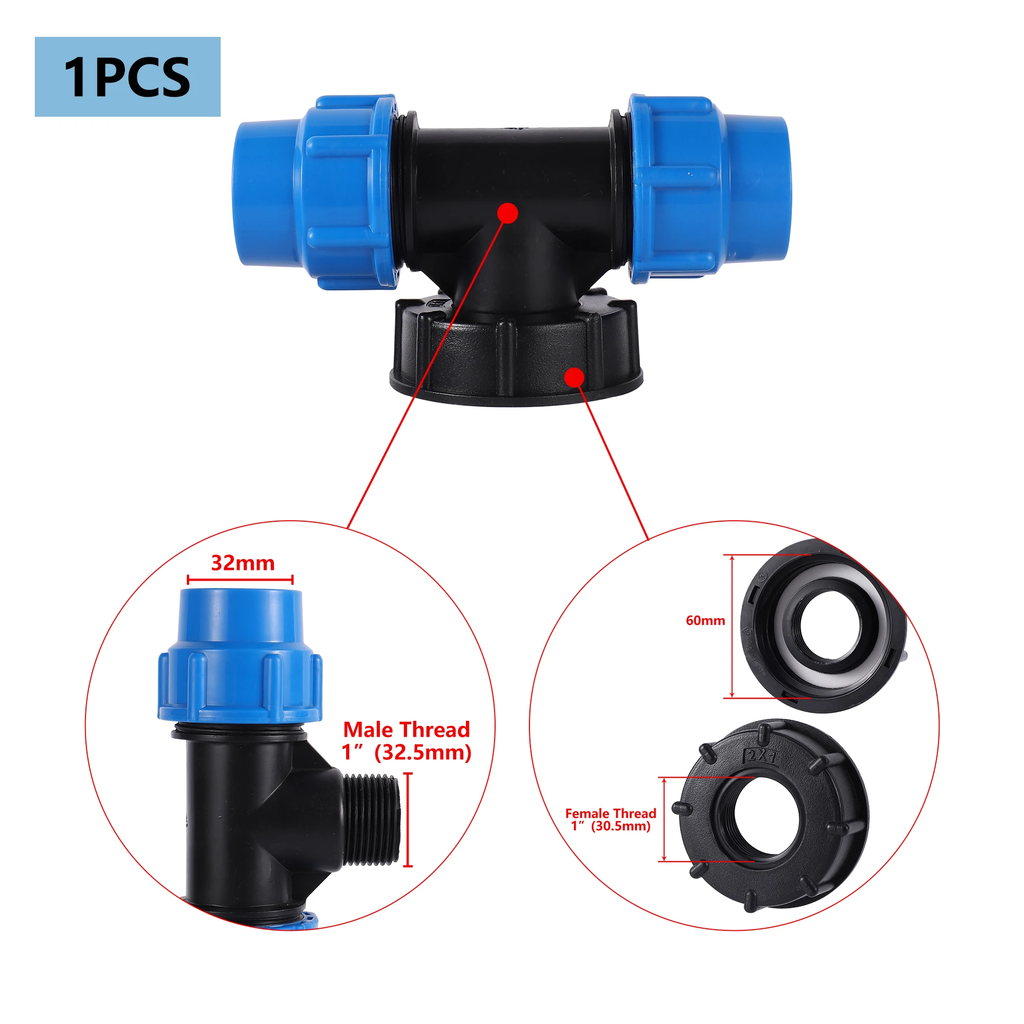 Adattatore IBC S60x6 Con Tappo E Guarnizioni – 1/2” Per Serbatoio Acqua Piovana E Giardino