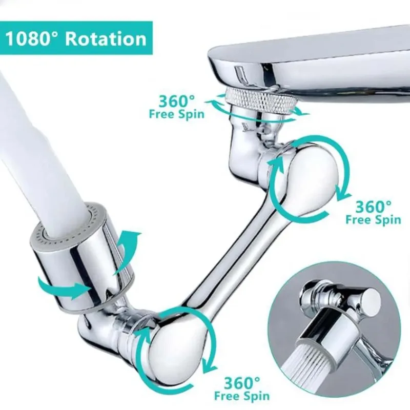 faucet extender A Set Plastic Faucet Extenders 1080&deg; Rotation Rotating Robot Arm Two Water Modes Kitchen Bathroom
